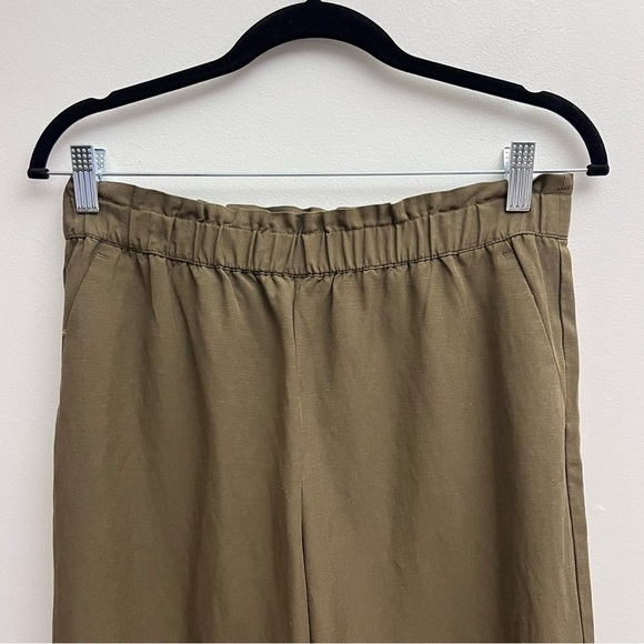 Talbots Green Linen Blend High Waisted Straight Leg Paper Bag Pants Size Small - Picture 2 of 10